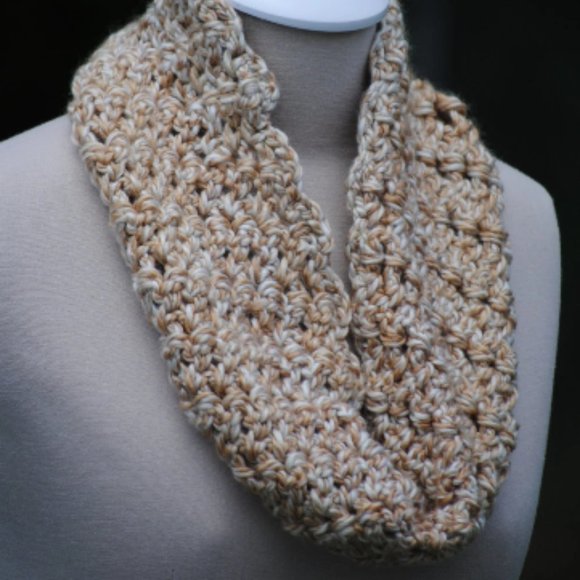 Handmade Caramel Skinny Cowl Crocheted - Picture 2 of 3